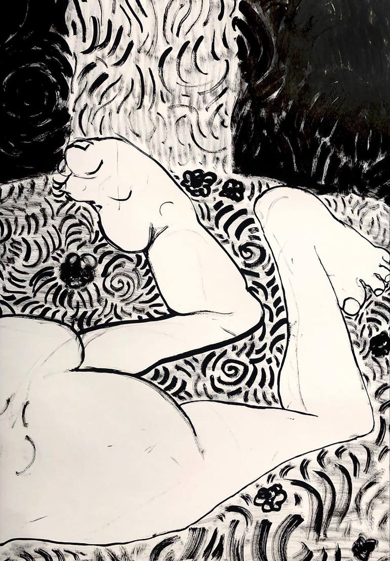 Original Expressionism Erotic Drawing by Derya Kadipasaoglu