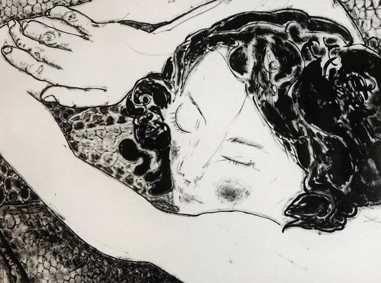 Original Expressionism Nude Drawing by Derya Kadipasaoglu