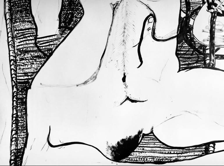 Original Expressionism Body Drawing by Derya Kadipasaoglu