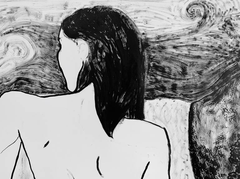 Original Expressionism Nude Drawing by Derya Kadipasaoglu