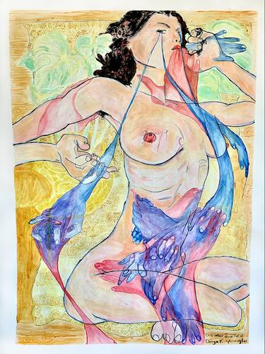 Original Expressionism Nude Drawings by Derya Kadipasaoglu