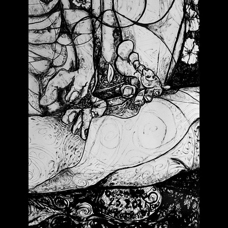 Original Expressionism Nude Drawing by Derya Kadipasaoglu