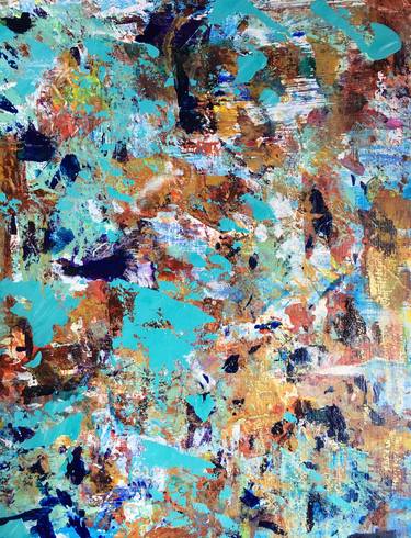 Turquoise and gold abstract thumb