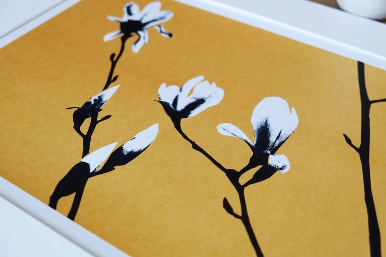 Original Modern Floral Printmaking by Lene Bladbjerg