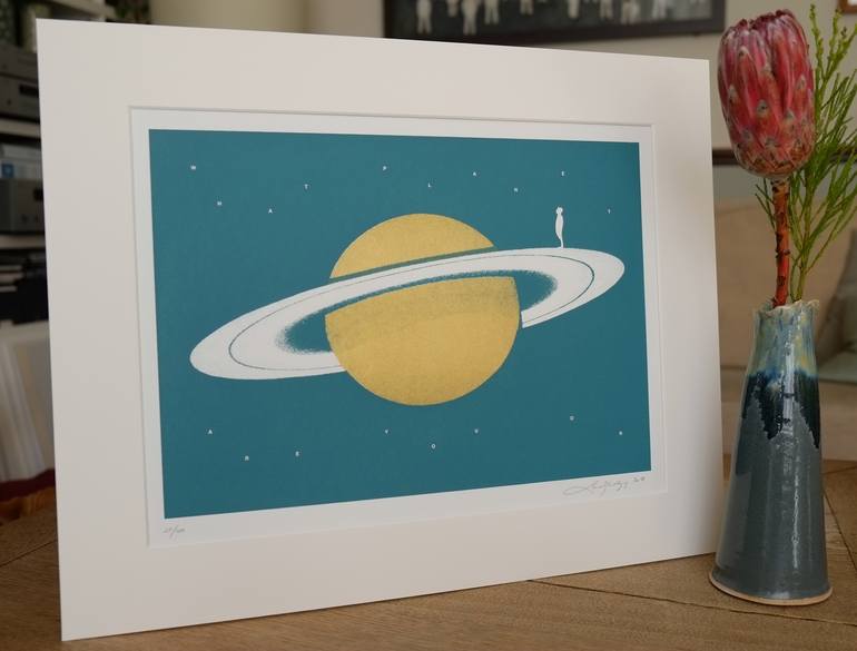 Original Outer Space Printmaking by Lene Bladbjerg