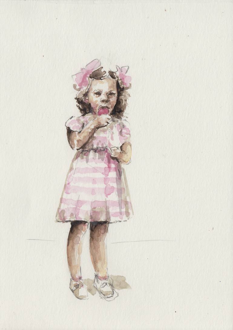 A Little Girl Eating Ice Cream Drawing By Emma Rojas Saatchi Art