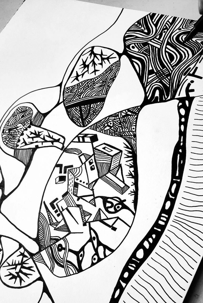 Original Abstract Expressionism Landscape Drawing by Jorge Liporace