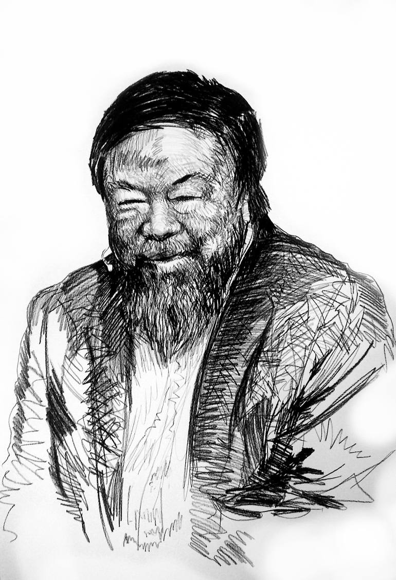 Portrait of Ai Weiwei Drawing by Alexander Gibson | Saatchi Art