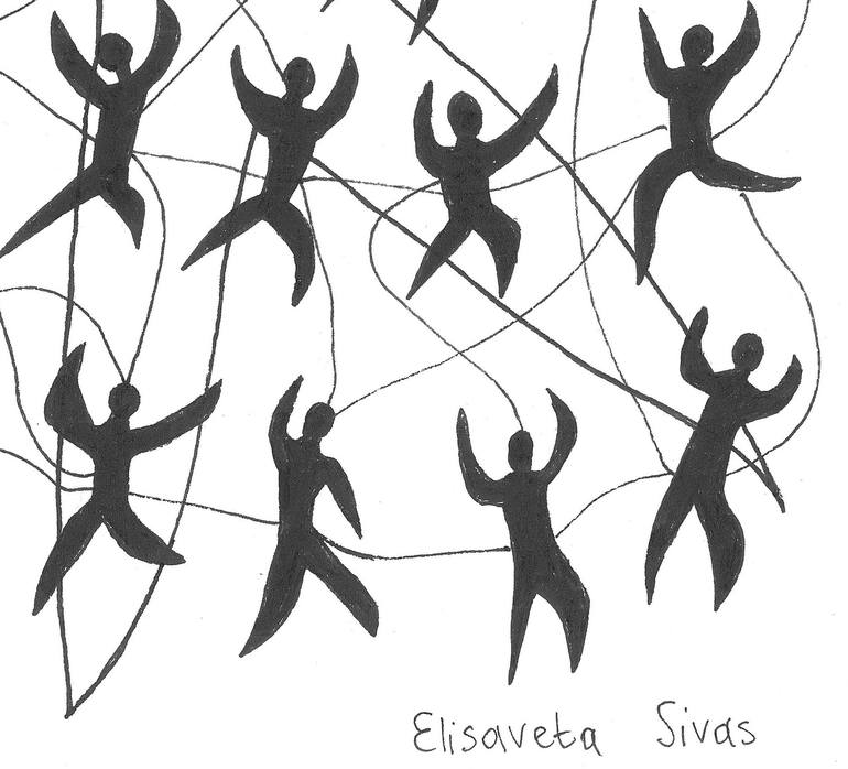 Original Conceptual People Drawing by Elisaveta Sivas