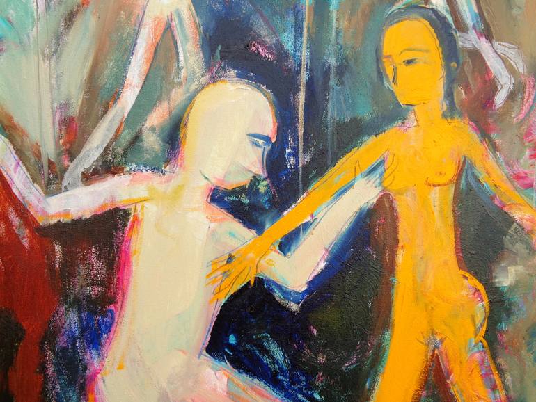 Original Abstract Expressionism People Painting by Elisaveta Sivas