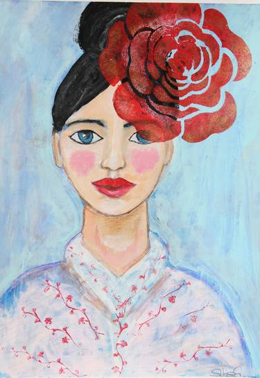 Girl with red rose thumb