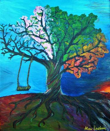 Print of Fine Art Tree Paintings by Alma Lewtom