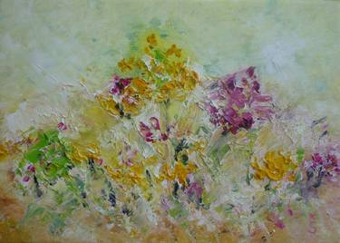 Original Abstract Expressionism Floral Painting by Karin Sternberg