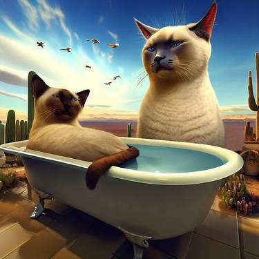 Cats in tub - New Digital artwork series thumb