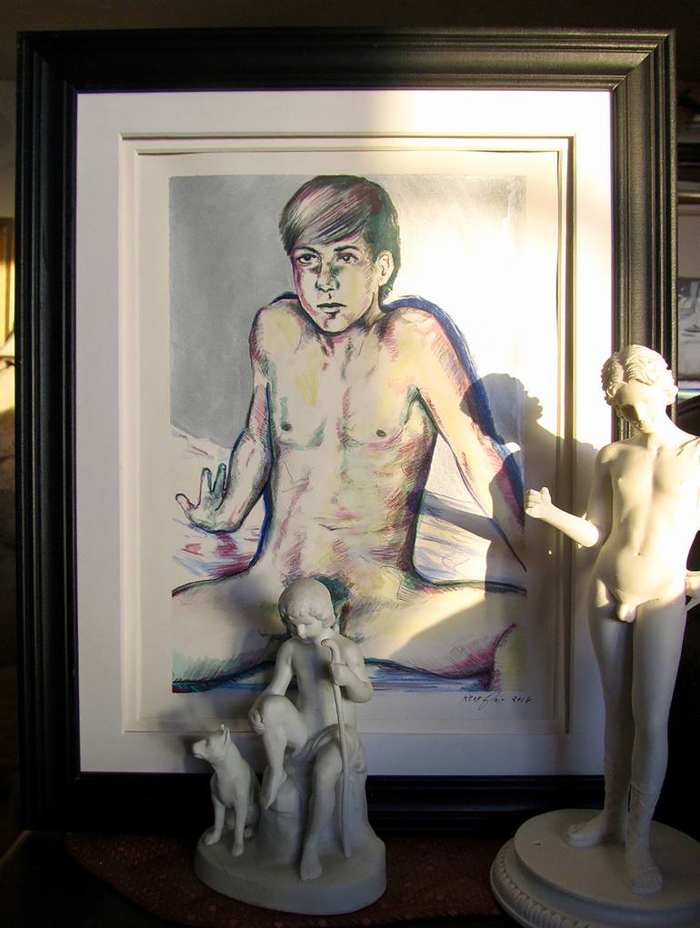 Original Documentary Nude Drawing by René Capone