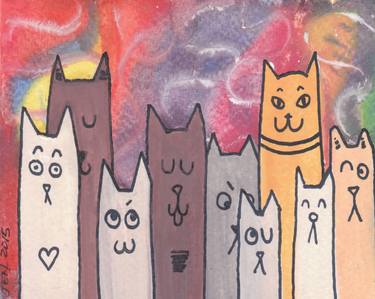 Print of Abstract Cats Paintings by Jennifer Pymm