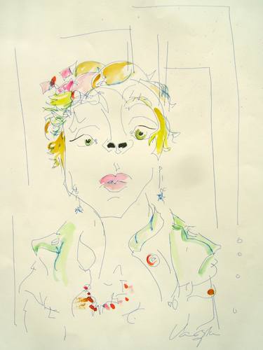 Original Abstract Portrait Drawings by Rachael Van Dyke
