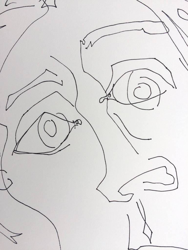 Original Abstract Portrait Drawing by Rachael Van Dyke