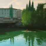 Canoeist on the Arno by brian smyth