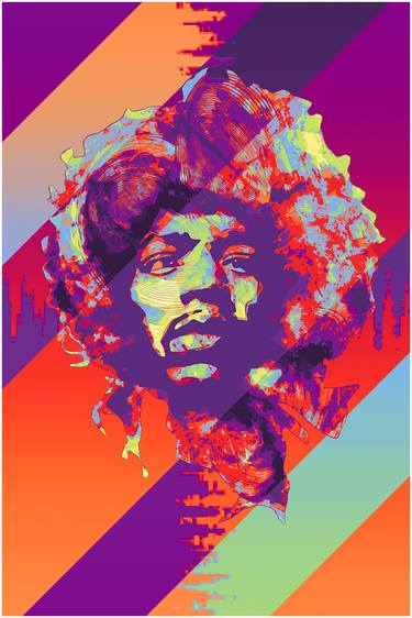 Jimi Hendrix - Modern Poster 1 Stylised Art Number 5 - Limited Edition of 50 thumb