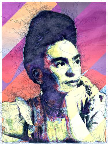 Frida Kahlo Portrait - Pop Art Modern Poster 1 Stylised Art No.10 - Limited Edition of 50 thumb