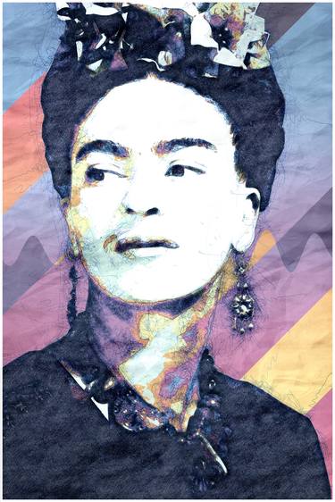 Frida Kahlo Portrait - Pop Art Modern Poster 2 Stylised Art No 9 - Limited Edition of 50 thumb