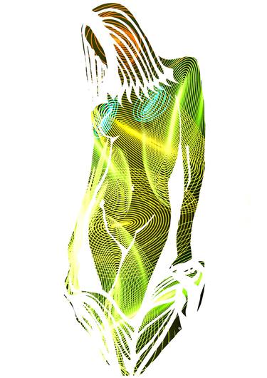 Ultra Green Vibrations Naked Girl - Abstract Modern Portrait Art 10 - Limited Edition of 150 thumb