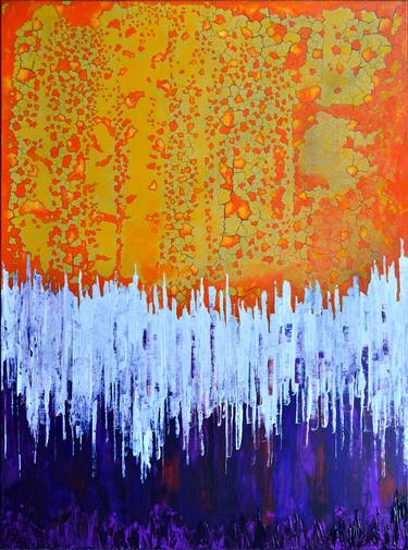 Abstract - Orange Noise 1 - Original Modern Abstract Painting Art on Large Canvas thumb