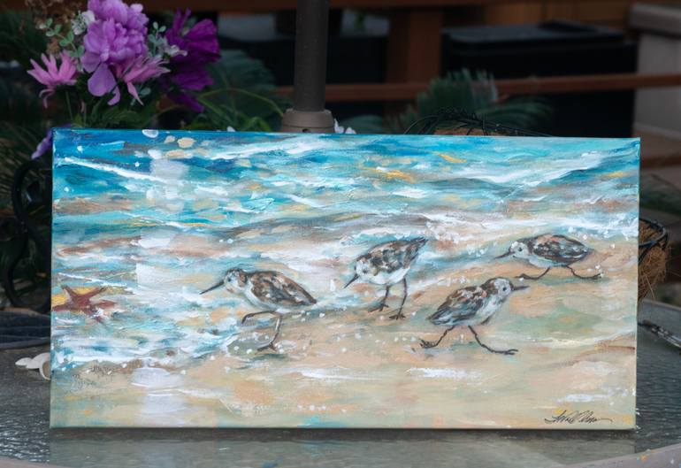 Original Expressionism Beach Painting by Linda Olsen