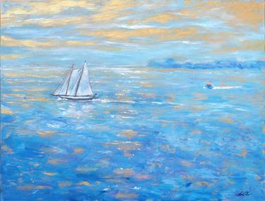Print of Impressionism Sailboat Paintings by Linda Olsen