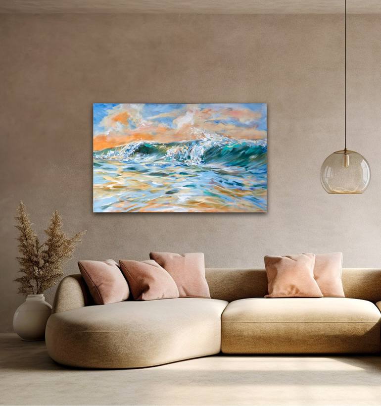 Original Impressionism Beach Painting by Linda Olsen