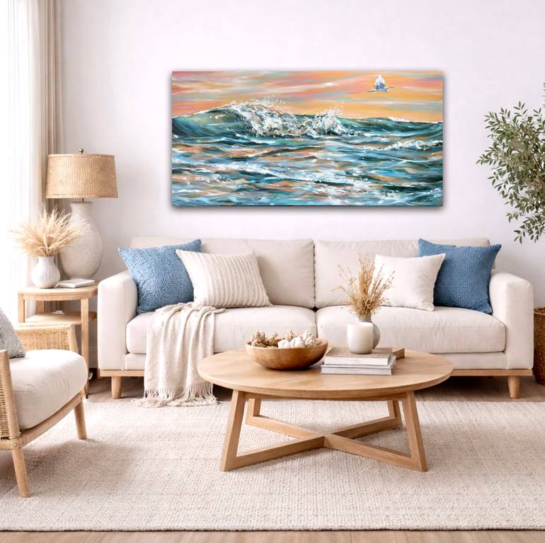Original Impressionism Beach Painting by Linda Olsen