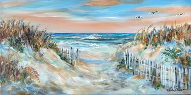 Original Impressionism Beach Painting by Linda Olsen