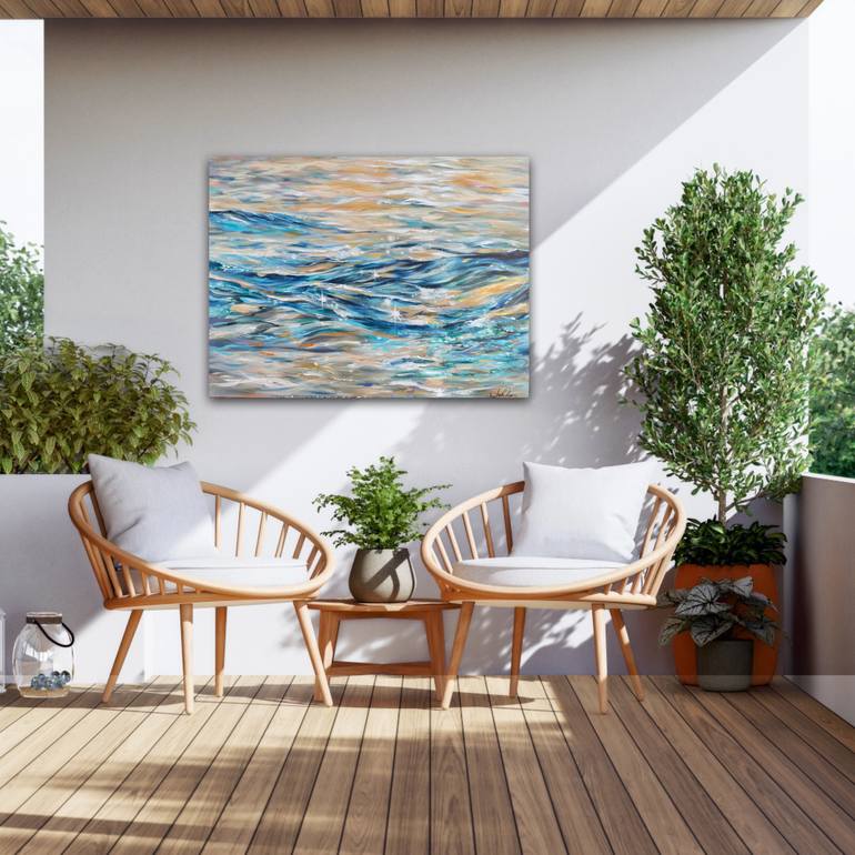 Original Impressionism Beach Painting by Linda Olsen