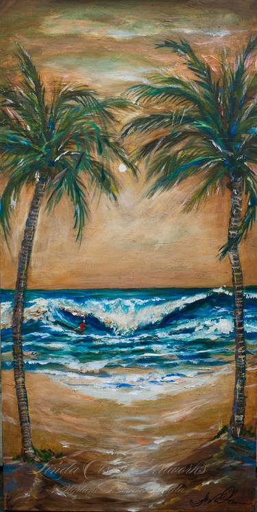 Original Art Deco Beach Paintings by Linda Olsen