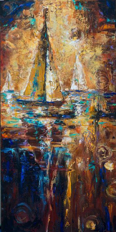 Original Abstract Sailboat Paintings by Linda Olsen