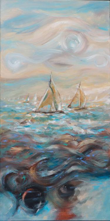 Original Abstract Expressionism Sailboat Paintings by Linda Olsen