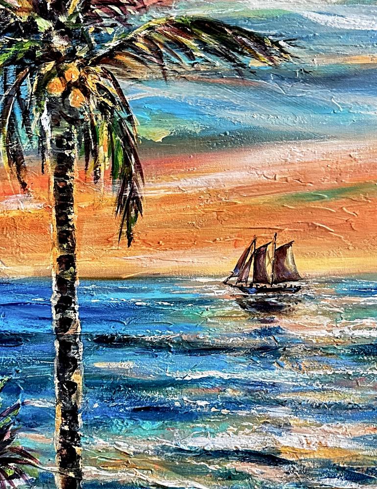 Original Expressionism Beach Painting by Linda Olsen