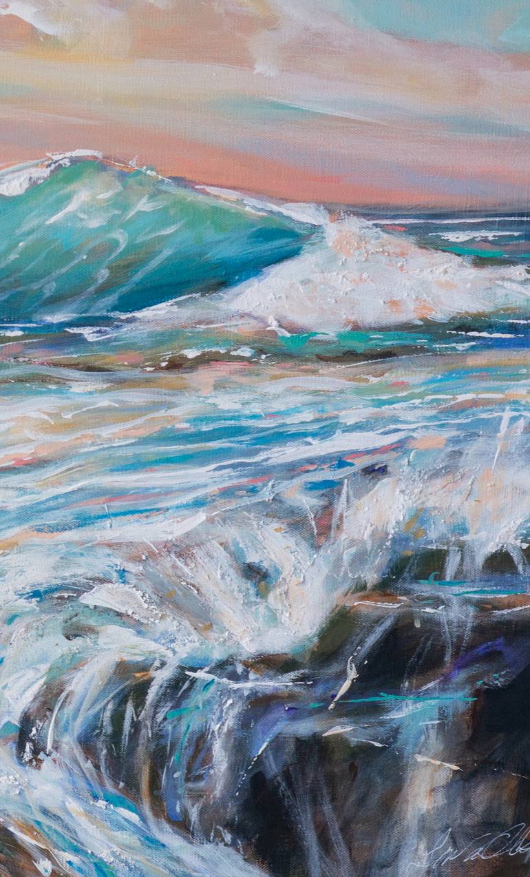 Original Expressionism Beach Painting by Linda Olsen