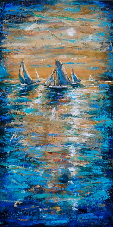 Original Abstract Expressionism Sailboat Paintings by Linda Olsen