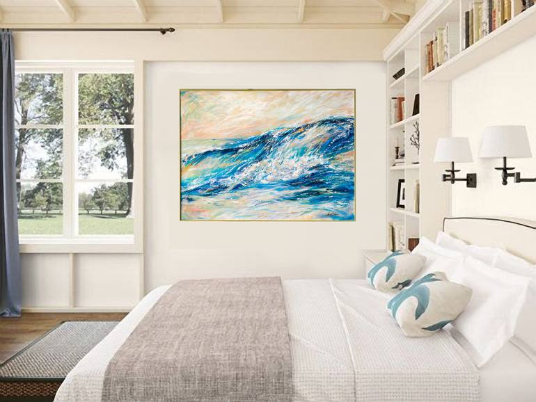 Original Abstract Expressionism Beach Painting by Linda Olsen