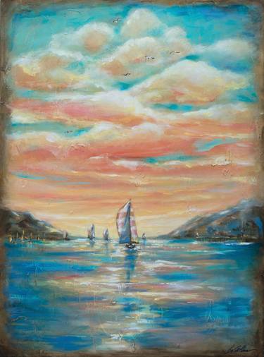 Original Abstract Expressionism Boat Paintings by Linda Olsen