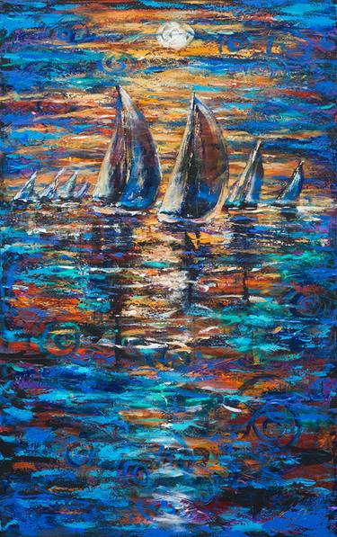 Original Abstract Expressionism Seascape Paintings by Linda Olsen