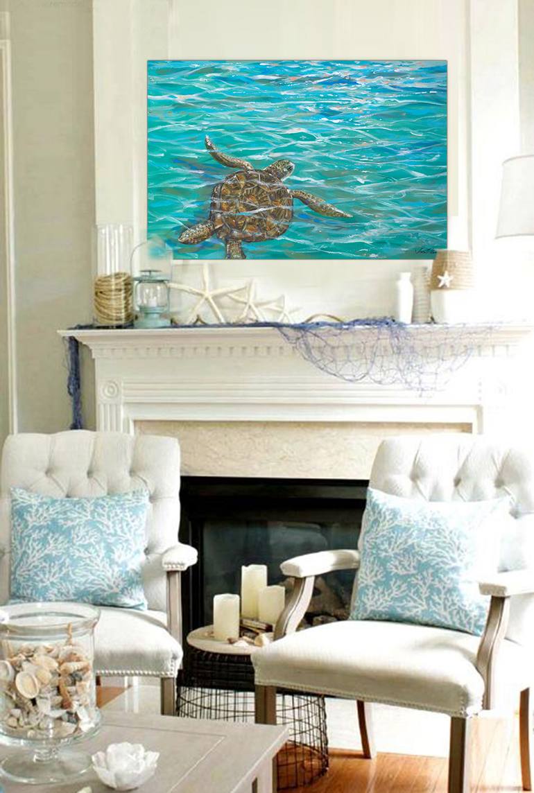 Original Abstract Expressionism Beach Painting by Linda Olsen
