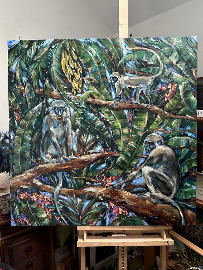 Original Impressionism Animal Painting by Linda Olsen