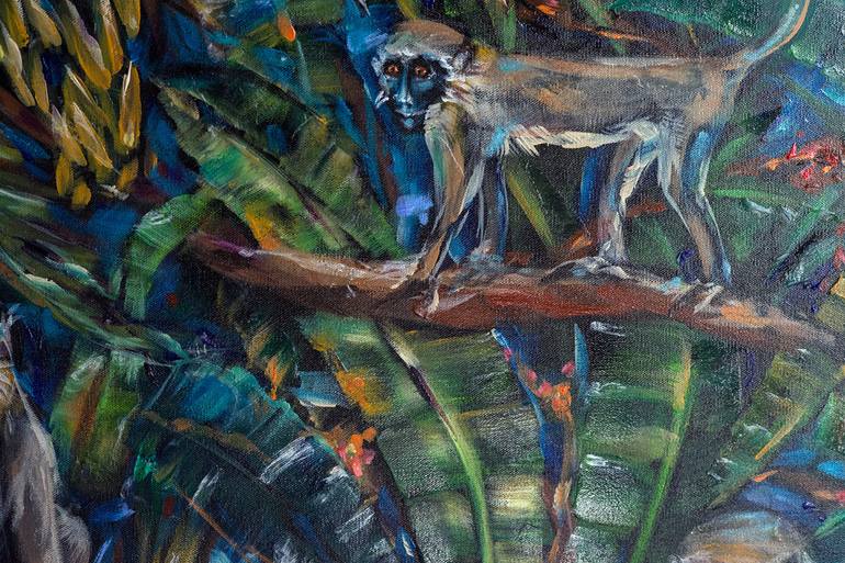 Original Impressionism Animal Painting by Linda Olsen