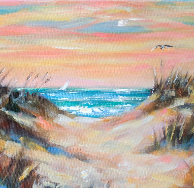 Original Impressionism Beach Painting by Linda Olsen