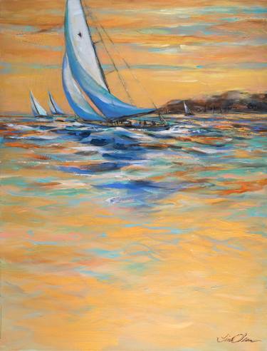 Original Expressionism Sailboat Paintings by Linda Olsen
