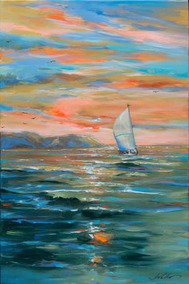 Original Impressionism Sailboat Paintings by Linda Olsen