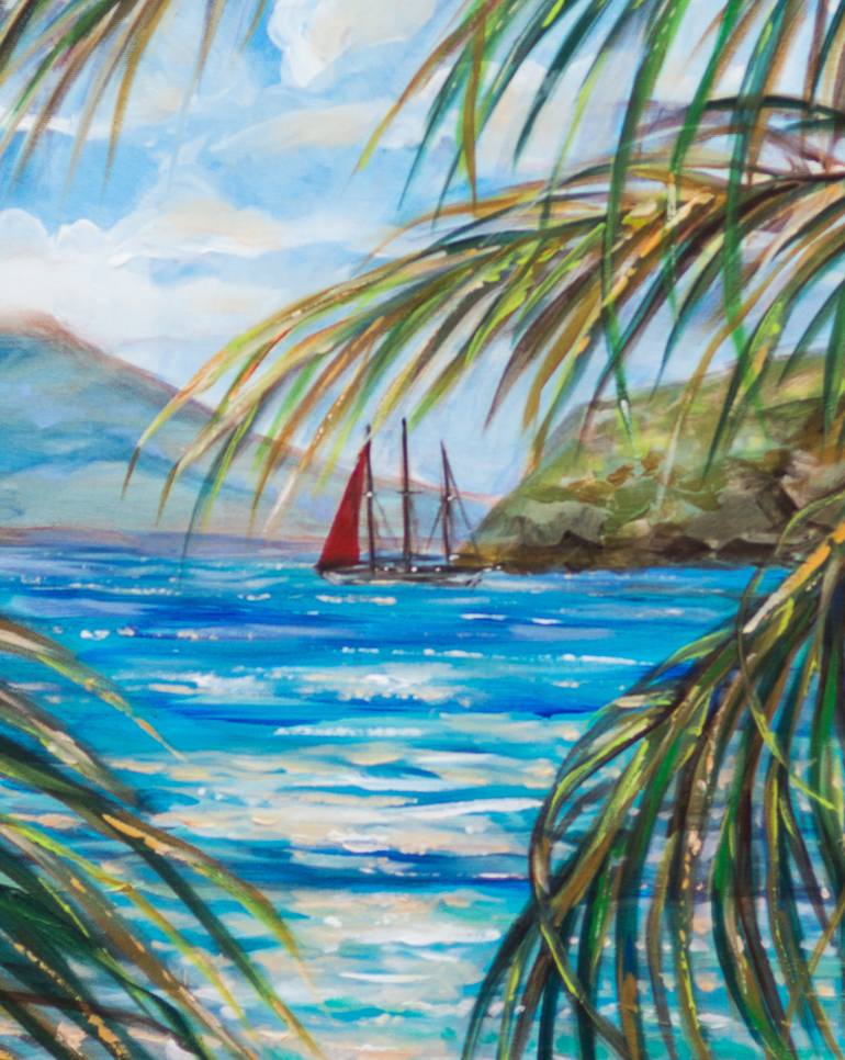 Original Impressionism Beach Painting by Linda Olsen